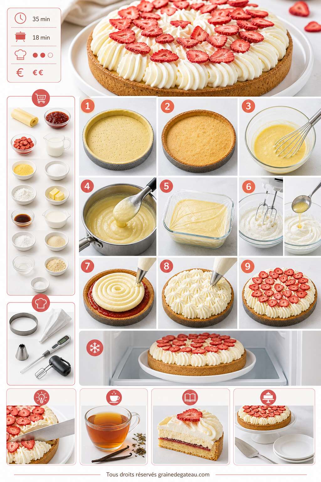 Fiche recette Recette de tarte aux fraises et chantilly vanille