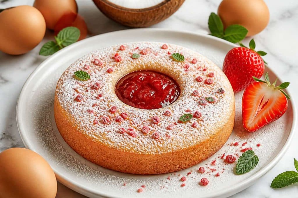 Recette du moelleux coco, fraise et menthe inspiré de Pascal Lac