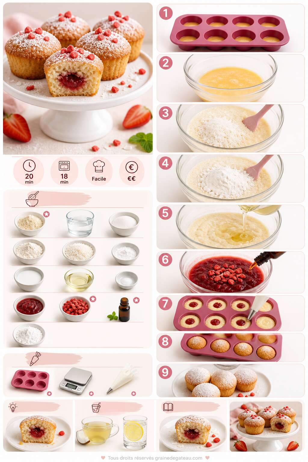 Fiche recette Recette du moelleux coco, fraise et menthe inspiré de Pascal Lac Fiche recette Recette du moelleux coco, fraise et menthe inspiré de Pascal Lac