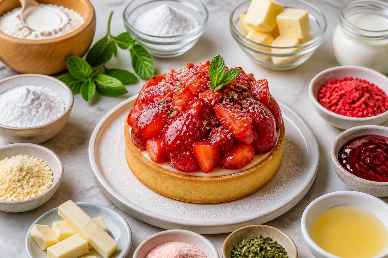 Recette de tartelette fraise menthe sur sablé breton