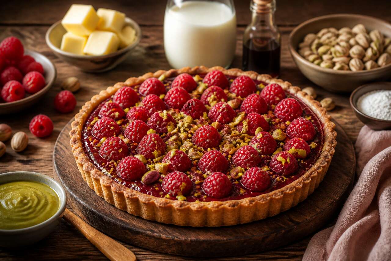 Recette de tarte pistache framboise