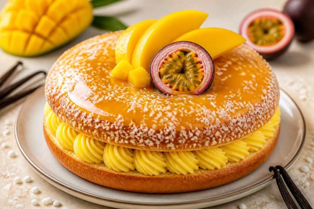 Recette de la tarte tropézienne aux fruits exotiques