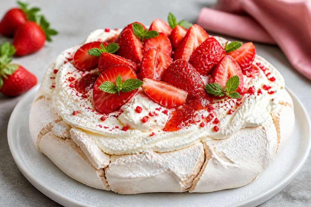 Recette de pavlova aux fraises