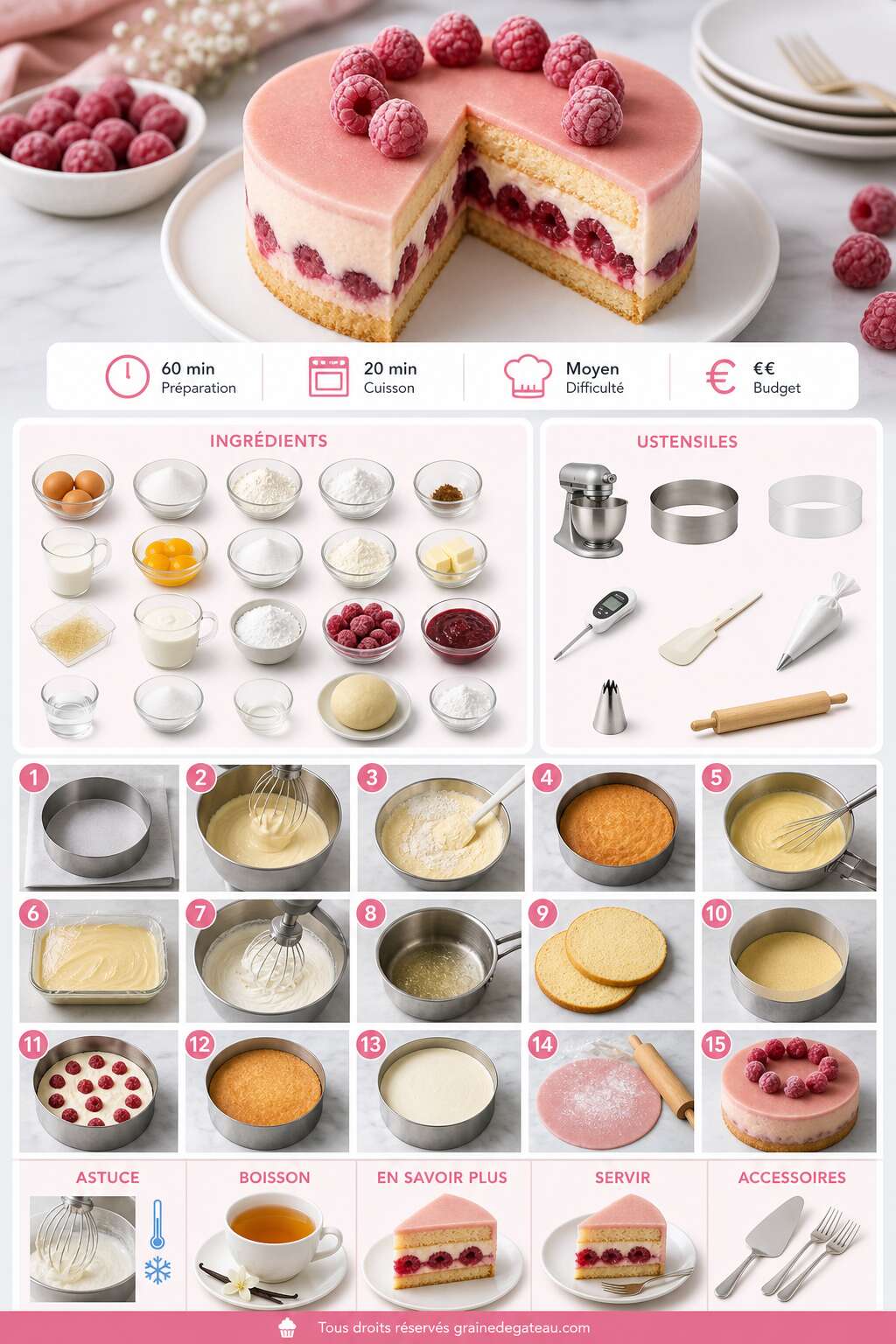 Fiche recette Recette du framboisier façon CAP pâtissier Fiche recette Recette du framboisier façon CAP pâtissier