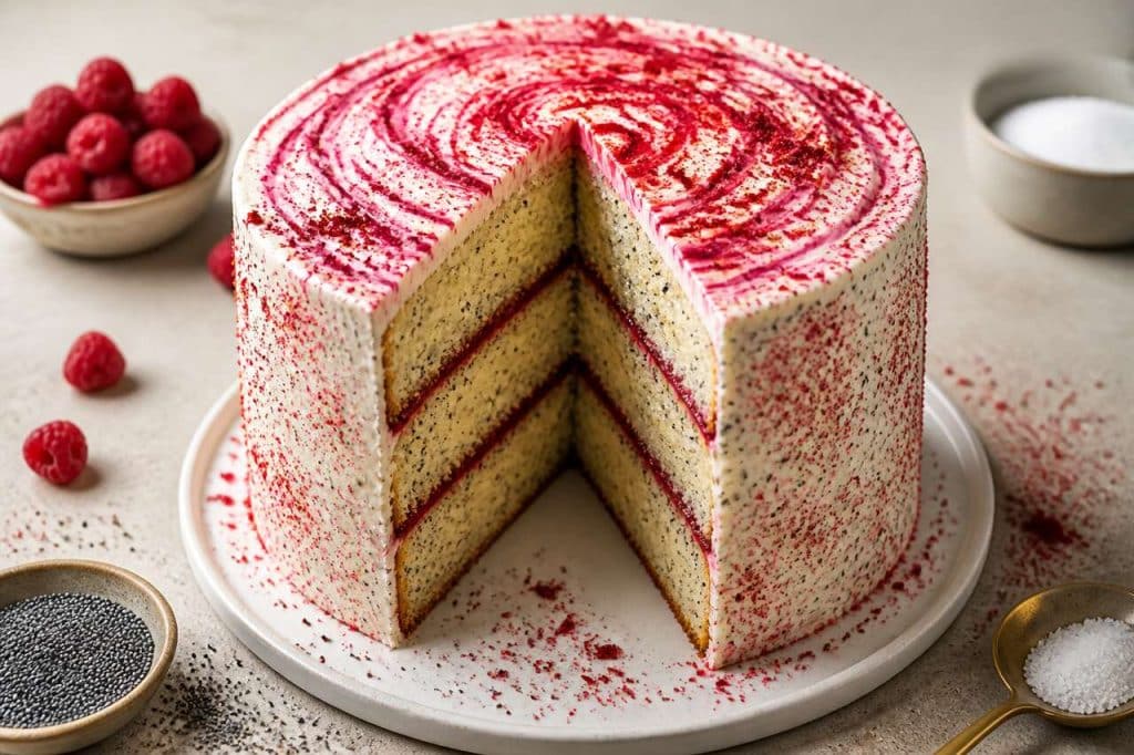 Recette du layer cake framboise et coquelicot