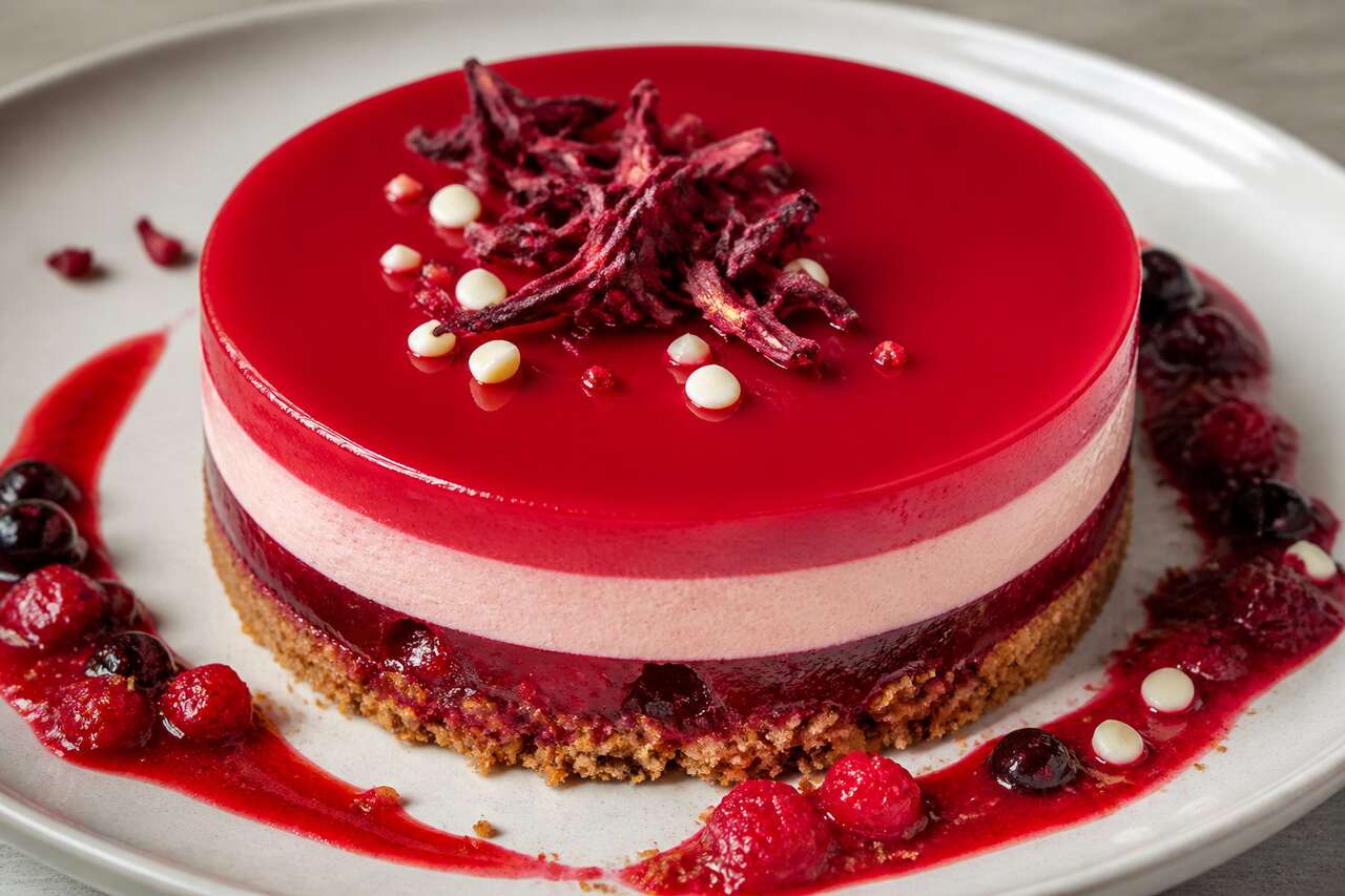 Recette d'entremets hibiscus et fruits rouges