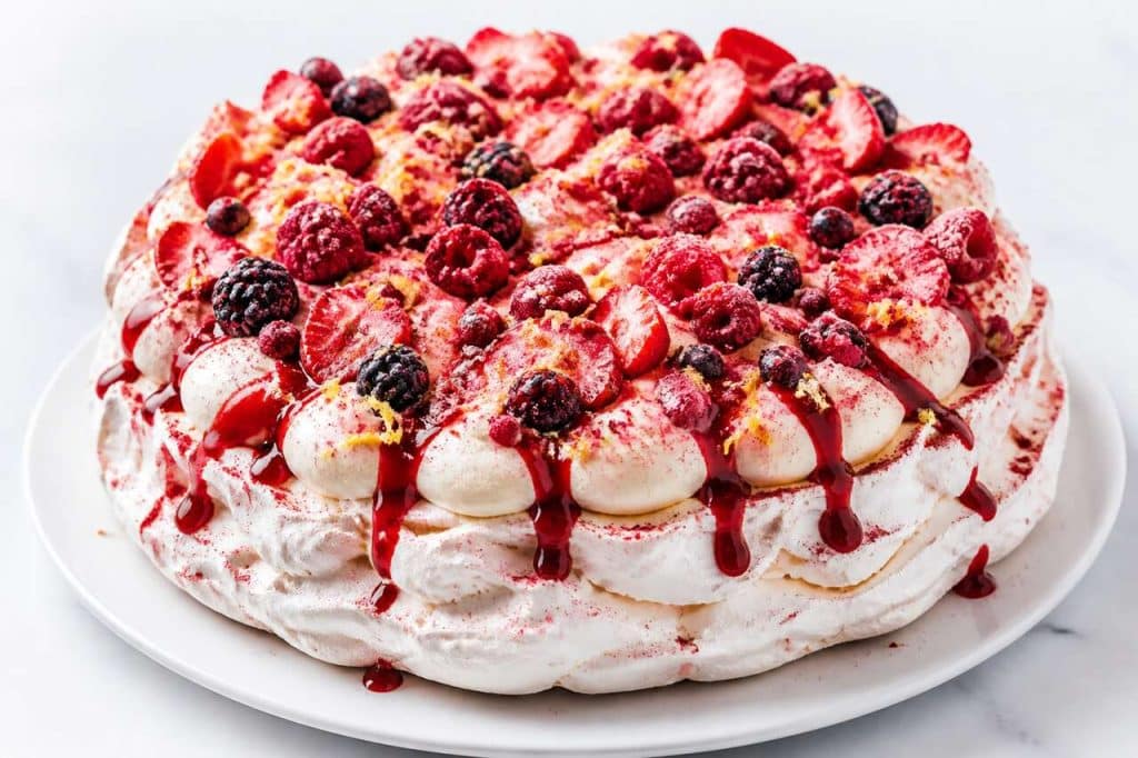 Recette de pavlova géante aux fruits rouges