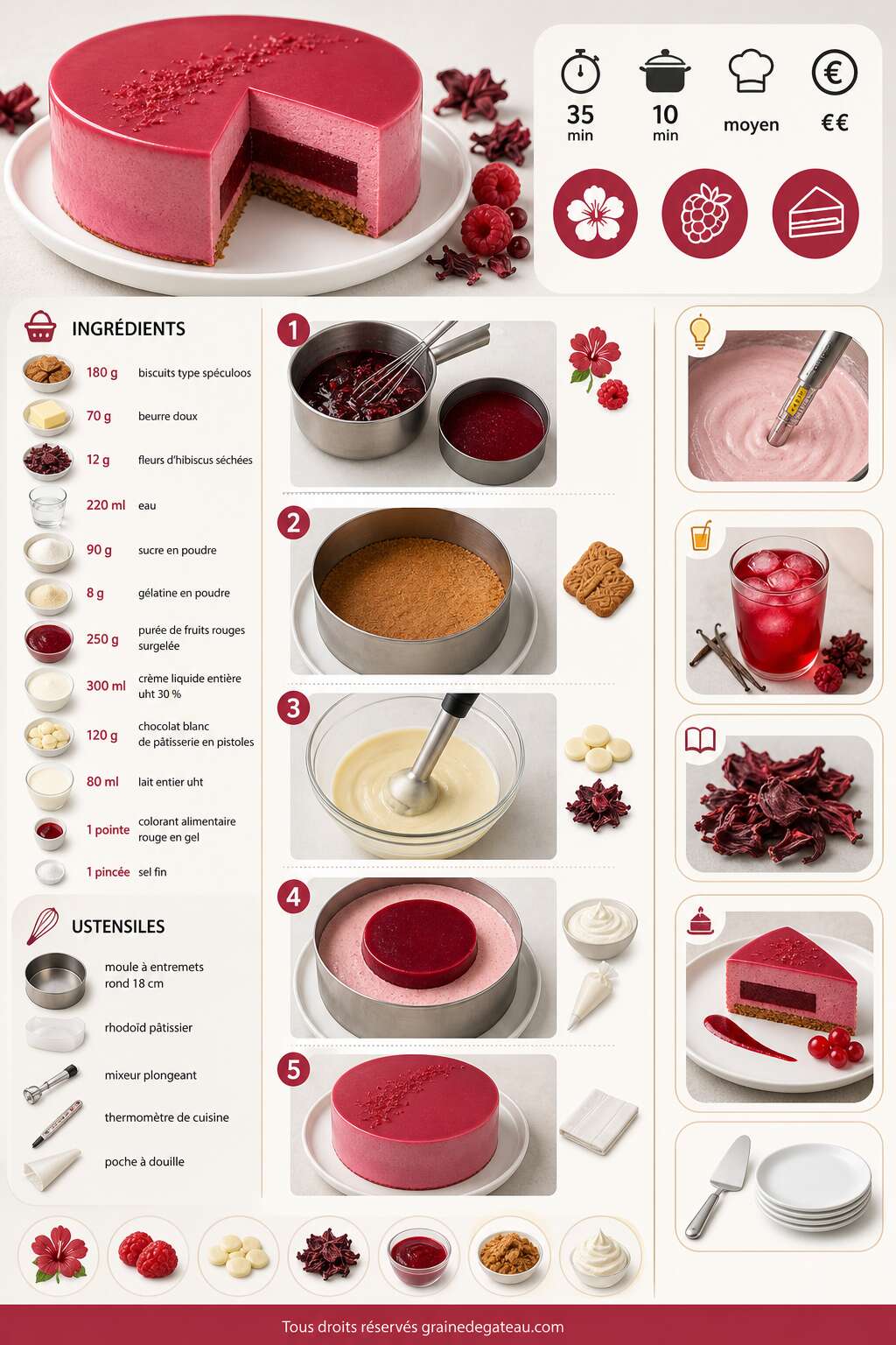 Fiche recette Recette d'entremets hibiscus et fruits rouges Fiche recette Recette d'entremets hibiscus et fruits rouges