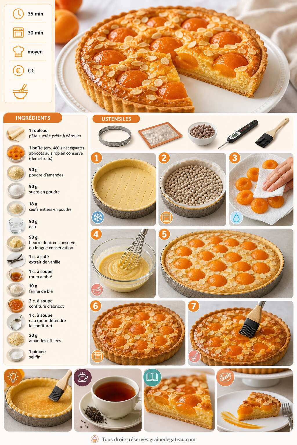 Fiche recette Recette de la tarte amandine aux abricots du CAP p&acirc;tissier
