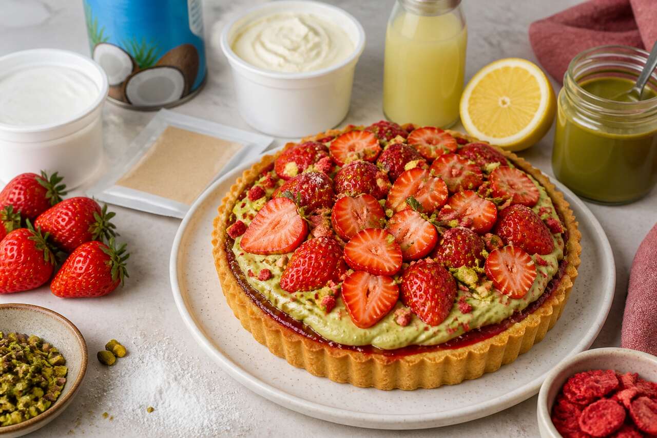 Recette de tarte aux fraises à la crème de pistache