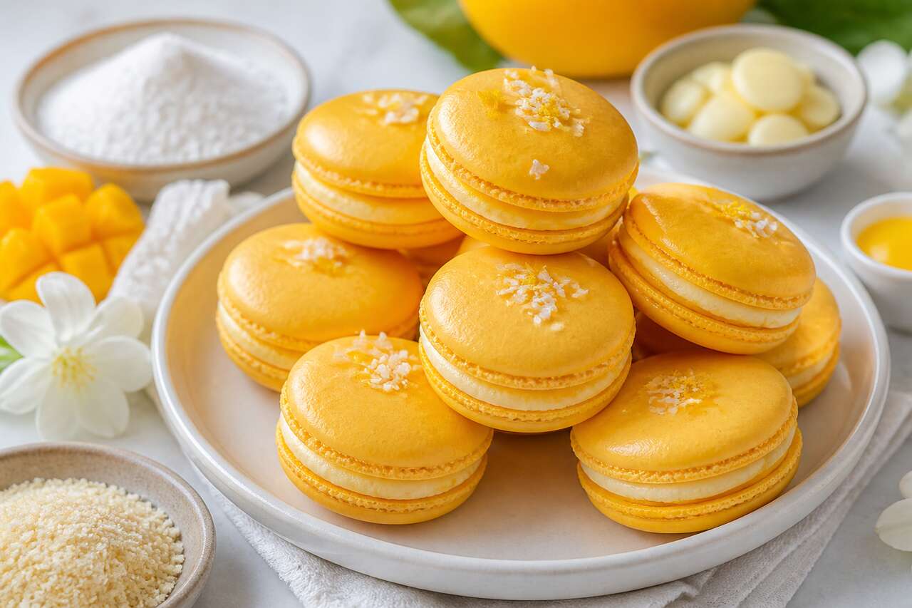 Recette de macarons mangue et jasmin