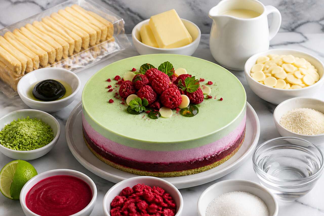 Recette d'entremets menthe, framboise et citron vert