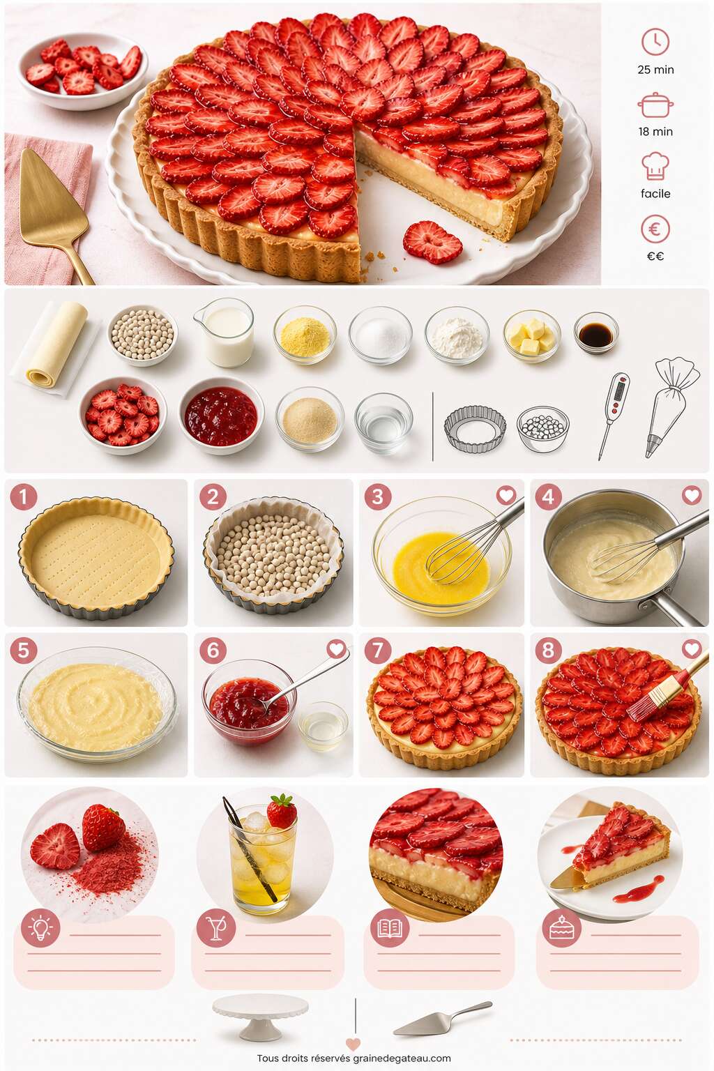 Fiche recette Recette de tarte aux fraises maison facile et gourmande