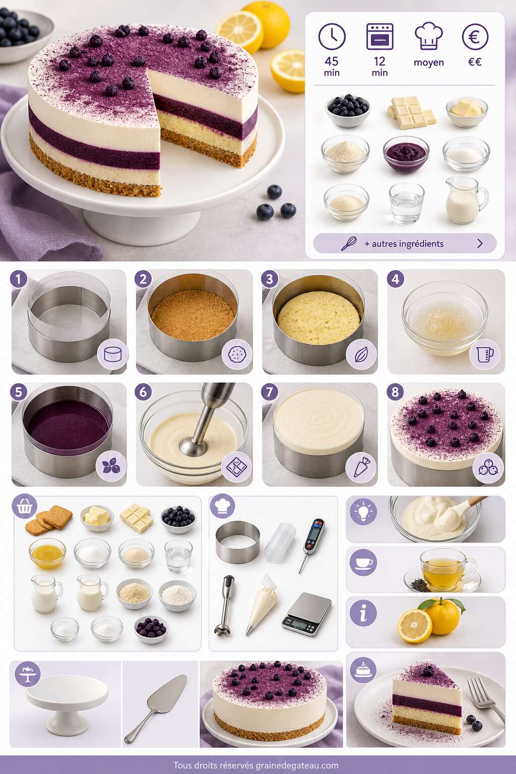 Fiche recette Recette d'entremets myrtille et yuzu