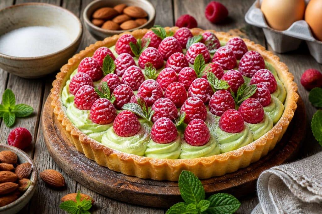 Recette de tarte menthe framboise