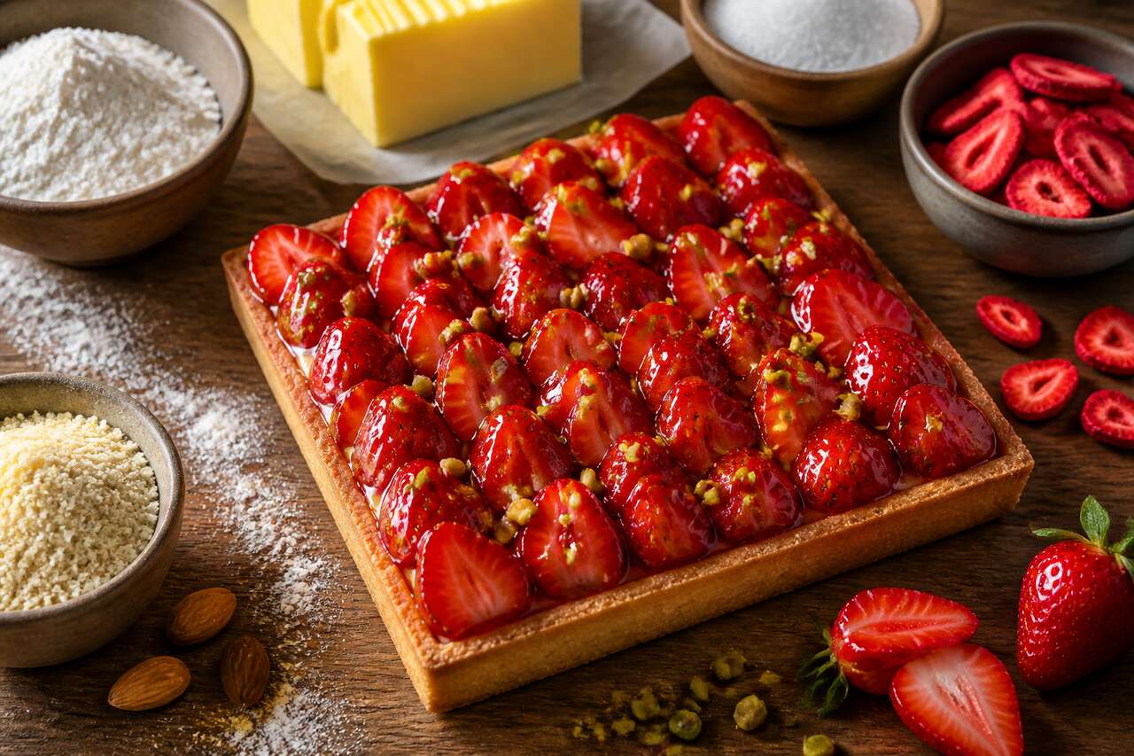 Recette de tarte aux fraises sur sablé breton