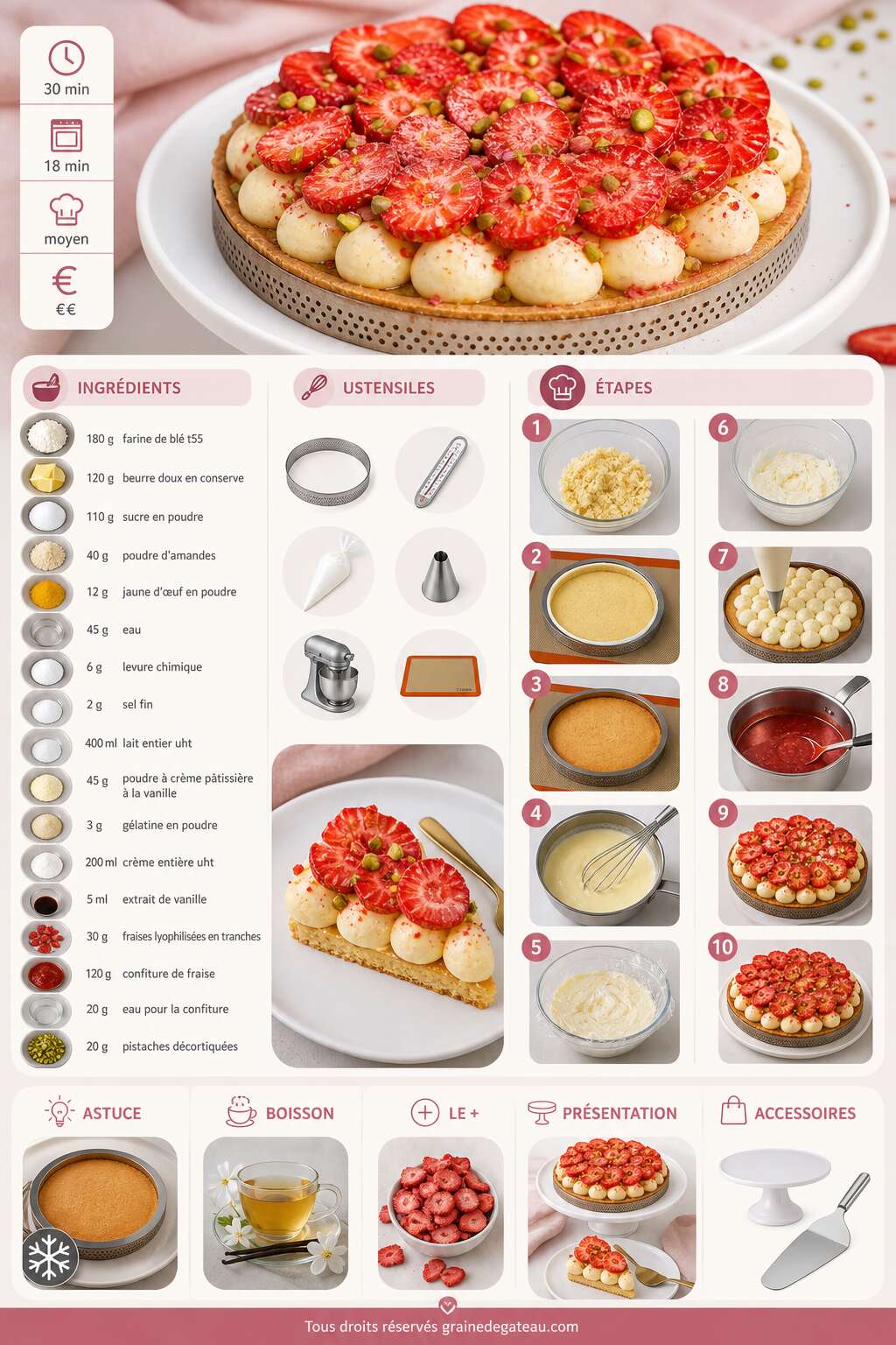 Fiche recette Recette de tarte aux fraises sur sablé breton Fiche recette Recette de tarte aux fraises sur sablé breton