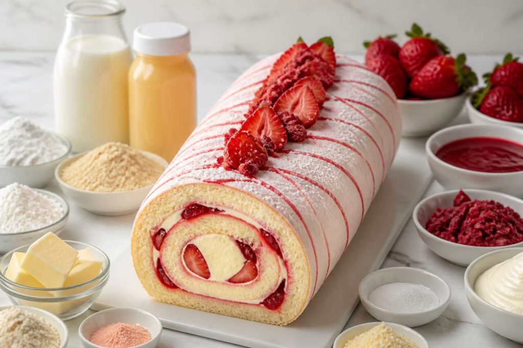 Recette du fraisier roulé inspiré de Christophe Renou