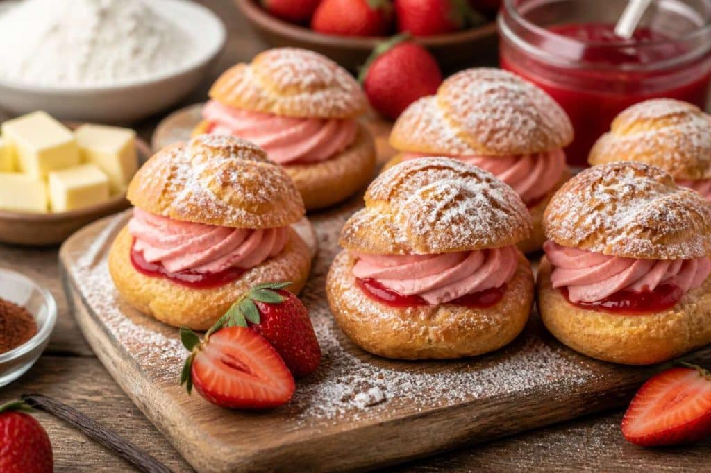 Recette des choux chiboust à la fraise