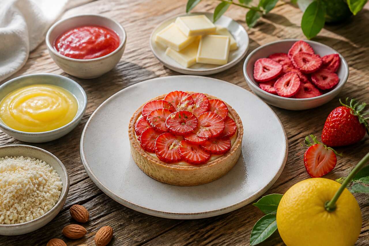 Recette de tartelette fraise, yuzu et verveine