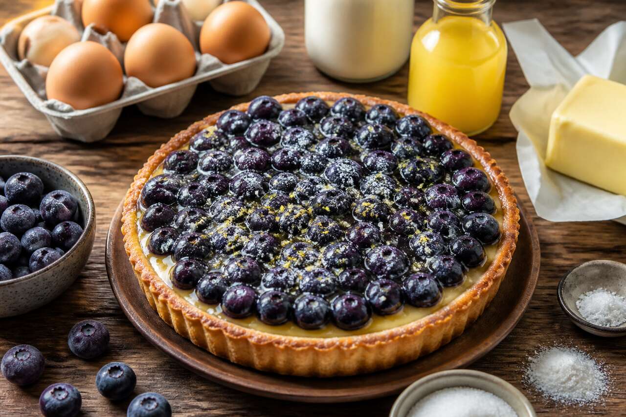 Recette de tarte à la myrtille et au yuzu