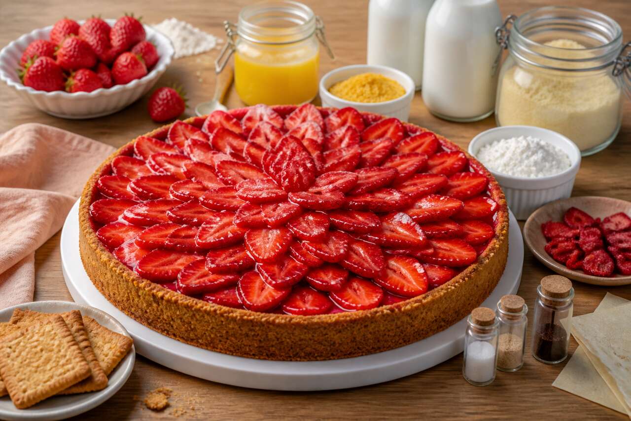Recette de tarte aux fraises aux biscuits de Mère Poulard