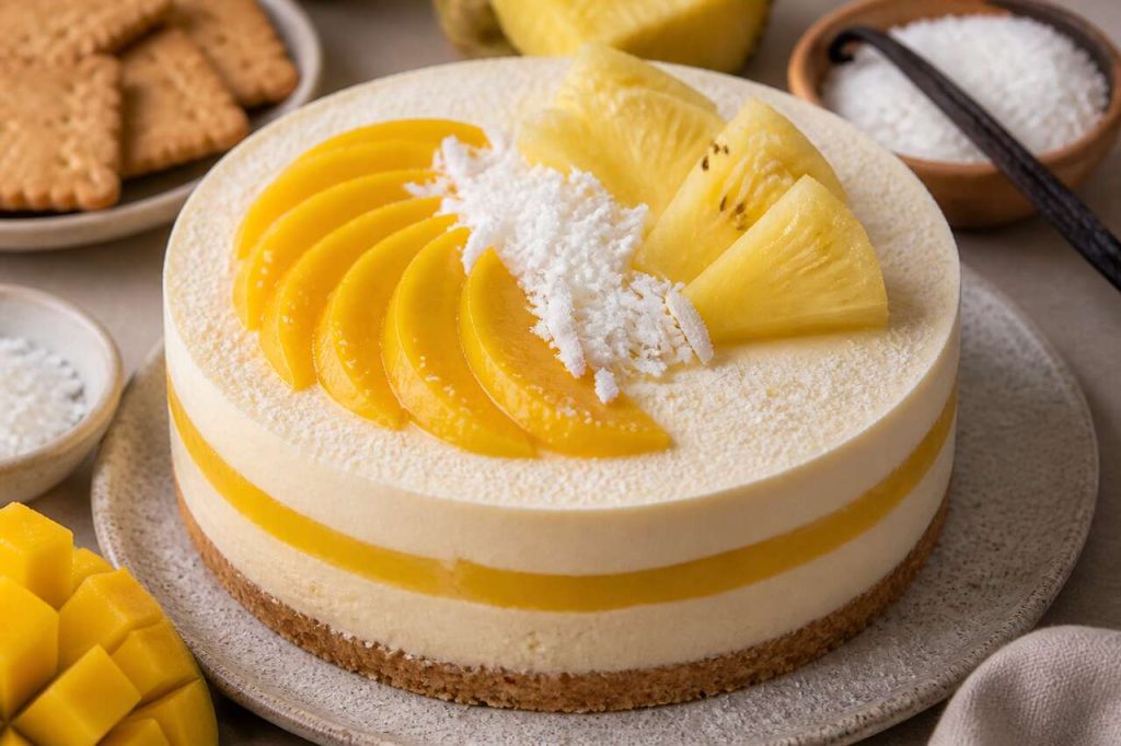 Recette de l'Exoticococo : entremets mangue, ananas et noix de coco