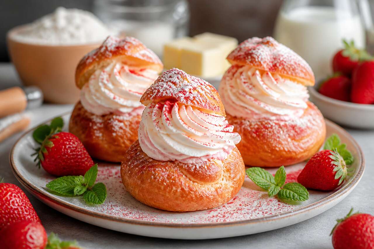 Recette de choux chantilly à la fraise