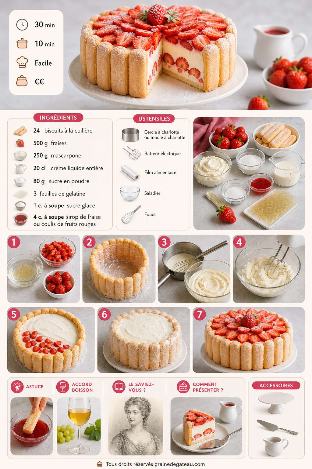 Fiche recette Recette facile de charlotte aux fraises