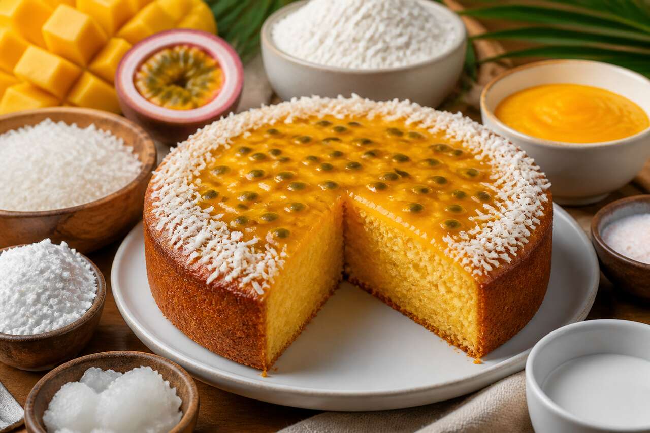 Recette du cake coco, mangue et fruit de la passion
