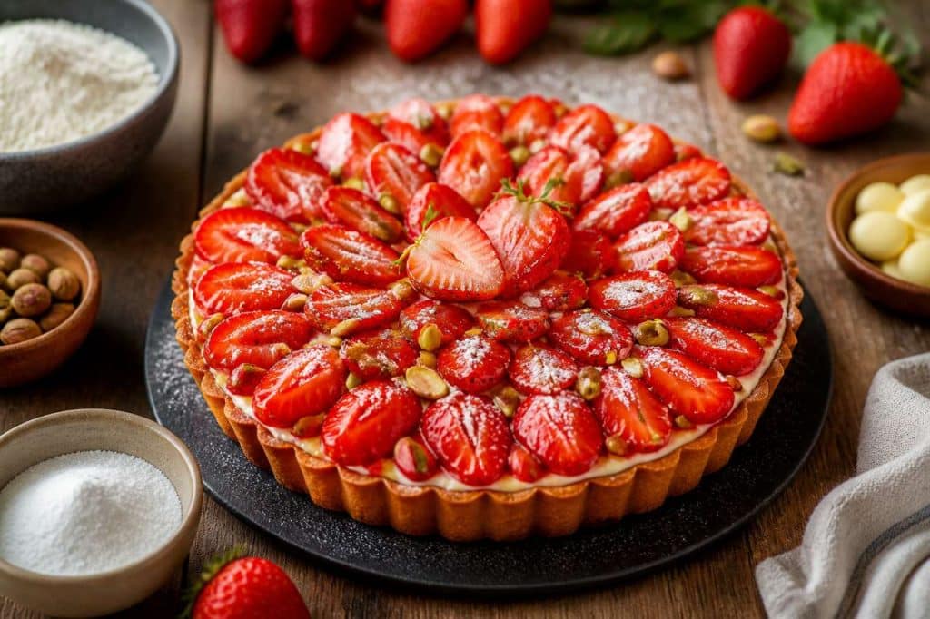 Recette de la tarte fraise-pistache façon Christophe Michalak