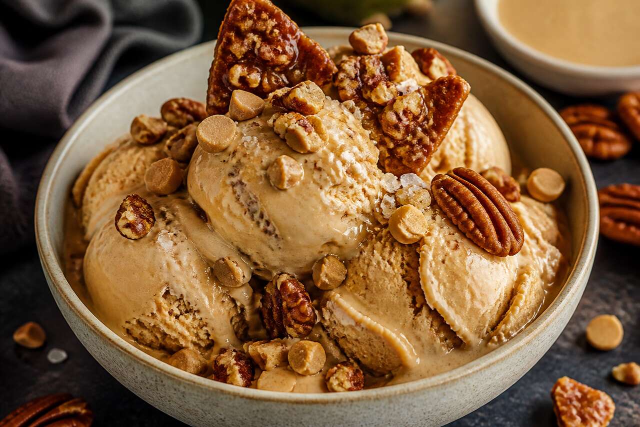 Recette de glace chocolat Dulcey, noix de pécan et praliné pécan sans sorbetière