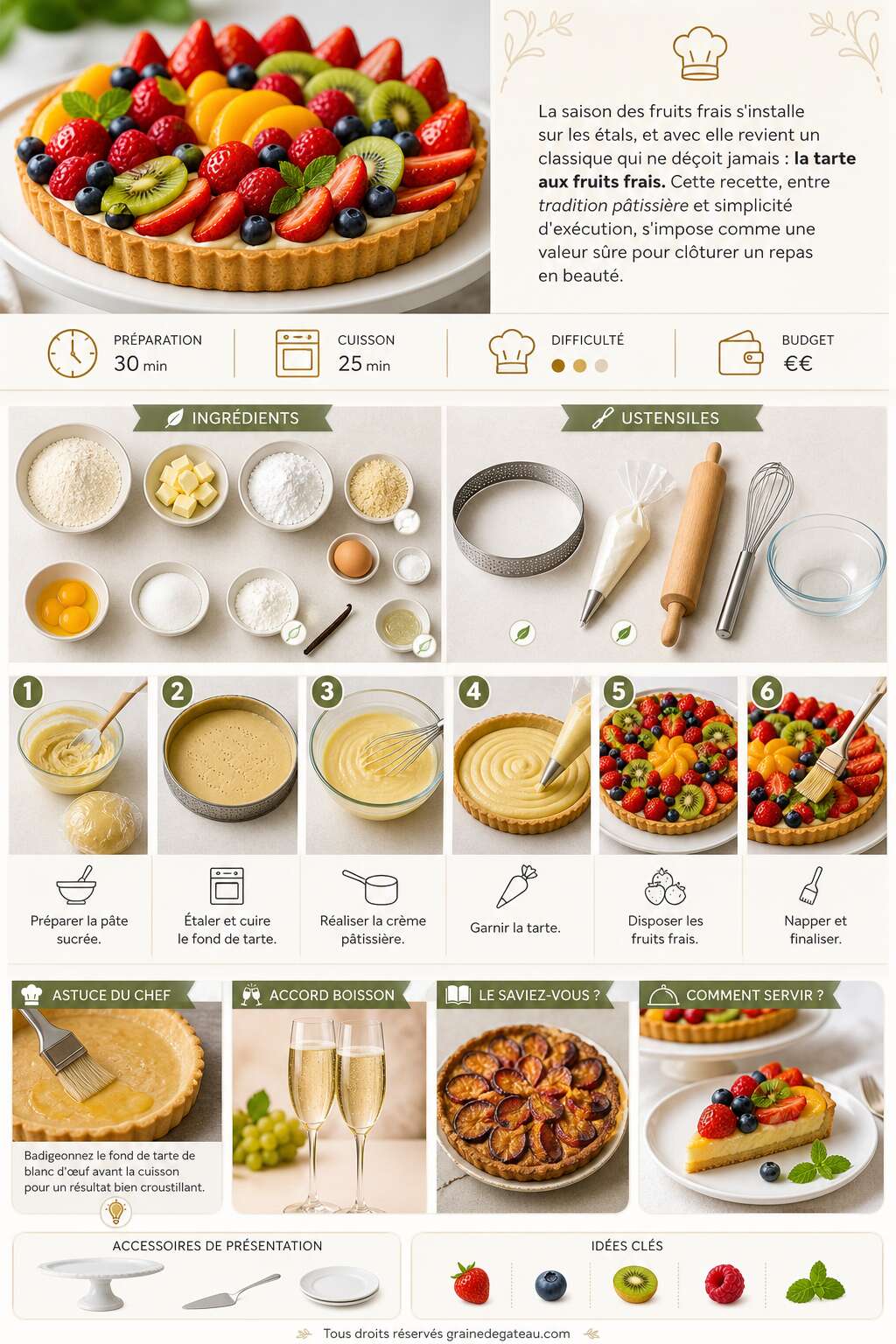 Fiche recette Recette de tarte aux fruits frais Fiche recette Recette de tarte aux fruits frais