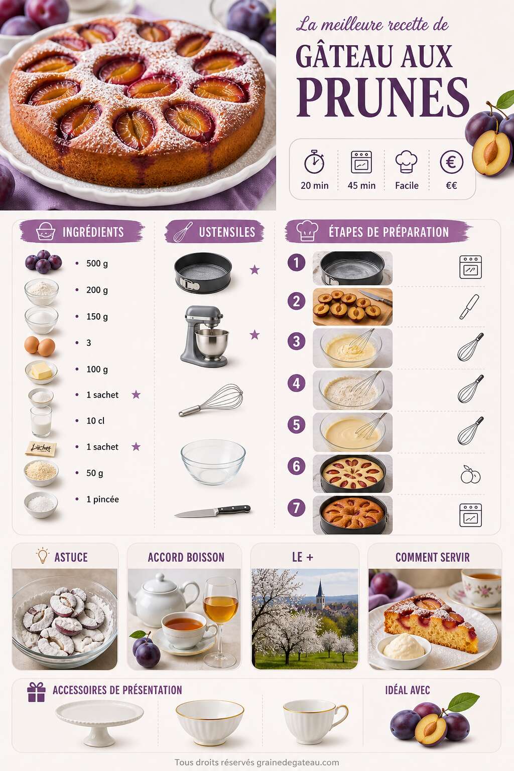 Fiche recette La meilleure recette de g&acirc;teau aux prunes