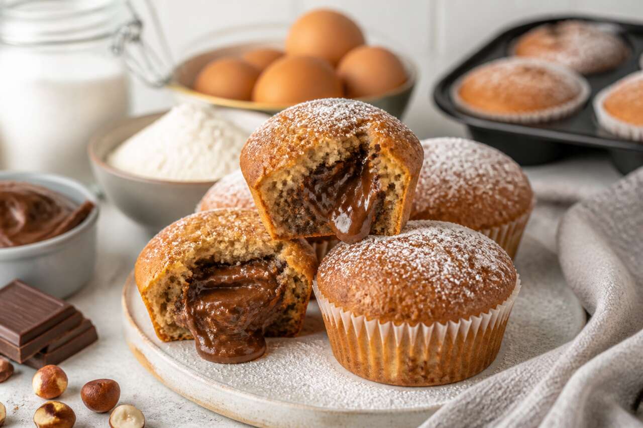 Recette de muffins au Nutella avec cœur coulant