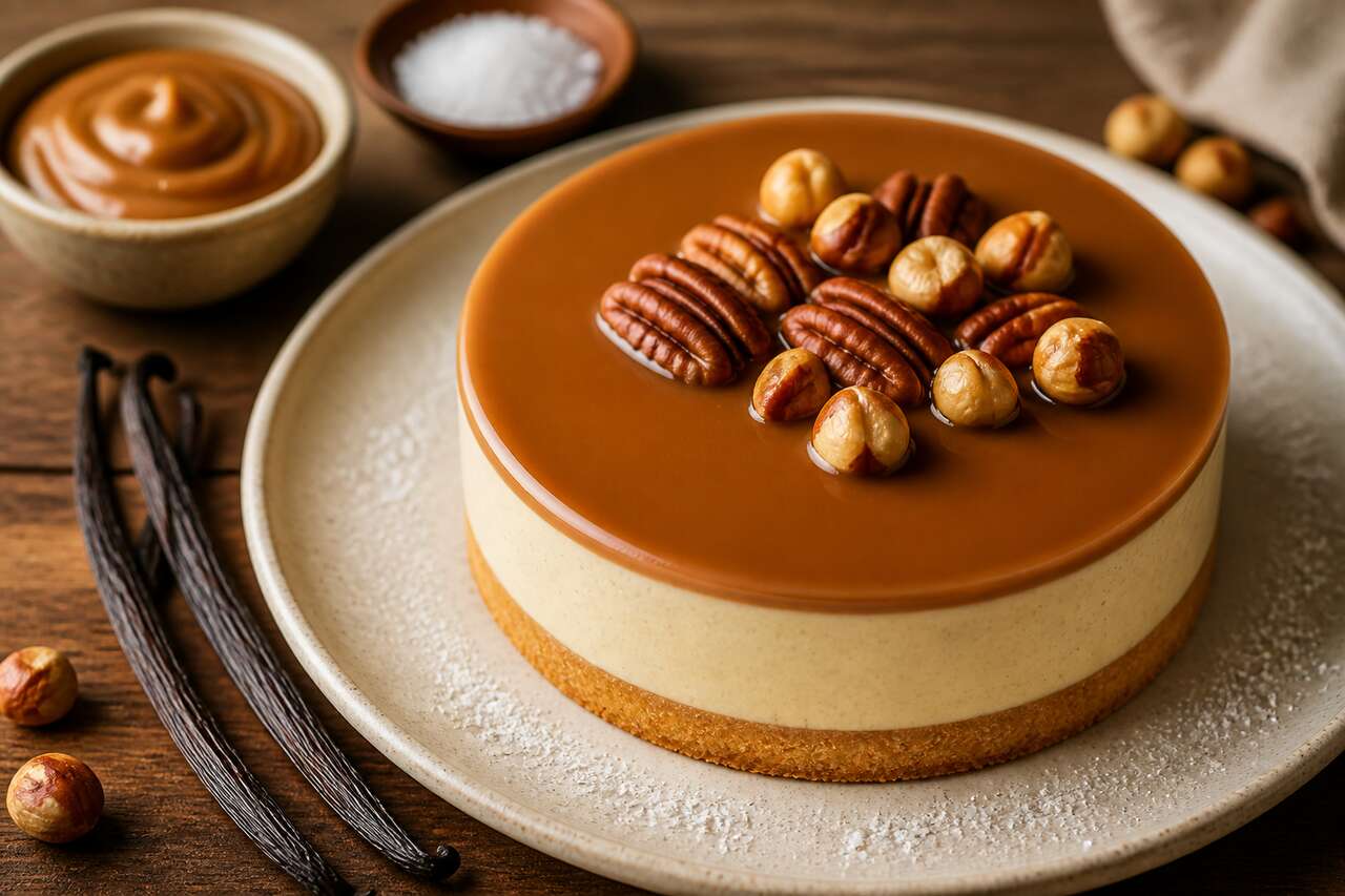 Recette d'entremets vanille, caramel, noix de pécan et noisette
