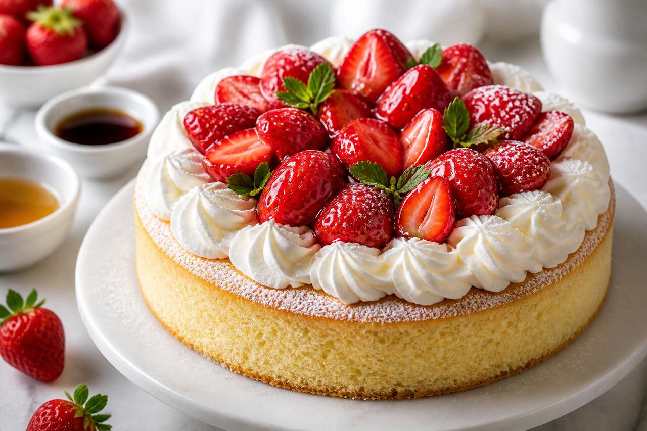 Recette du gâteau d'anniversaire aux fraises