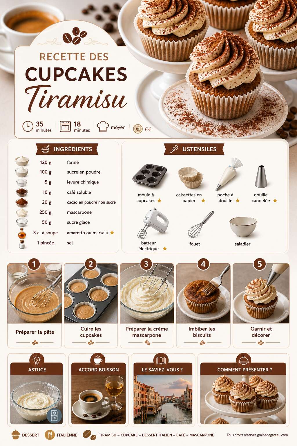Fiche recette Recette des cupcakes tiramisu Fiche recette Recette des cupcakes tiramisu
