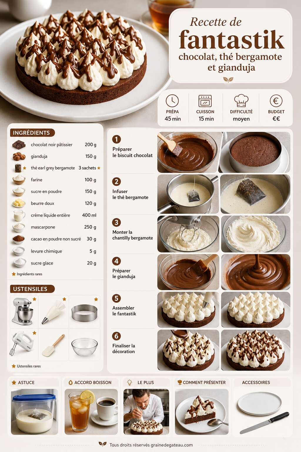 Fiche recette Recette de fantastik chocolat, th&eacute; bergamote et gianduja