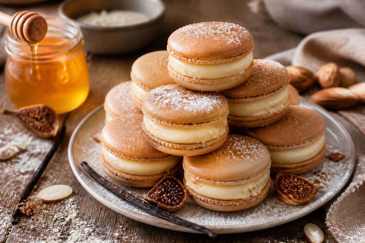Recette de macarons figue, vanille et miel
