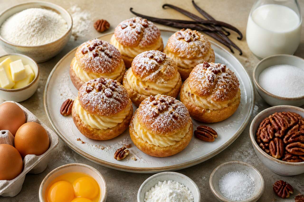 Recette de choux à la vanille et noix de pécan