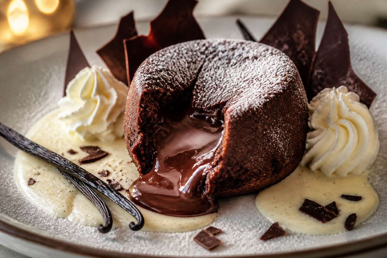 Recette du fondant au chocolat et crème vanille