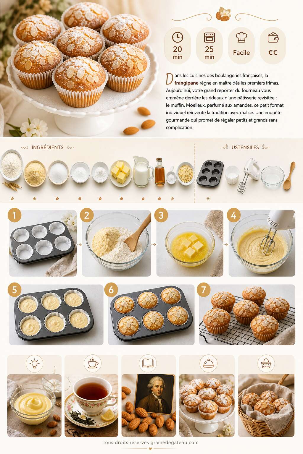 Fiche recette Recette de muffins à la frangipane moelleux et gourmands Fiche recette Recette de muffins à la frangipane moelleux et gourmands