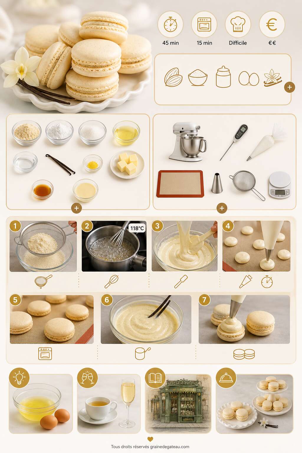 Fiche recette Recette de macarons à la vanille Fiche recette Recette de macarons à la vanille