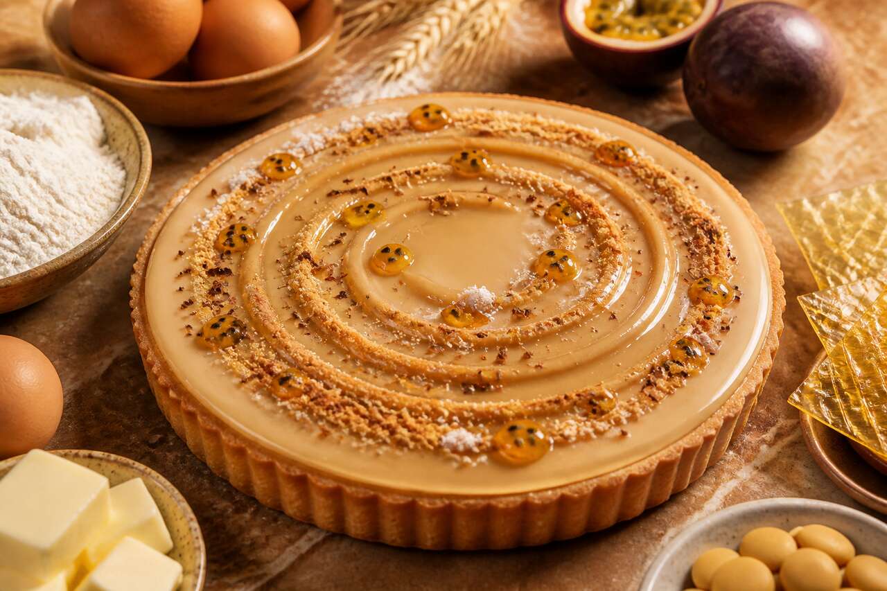 Recette de tarte au chocolat Dulcey et fruit de la passion