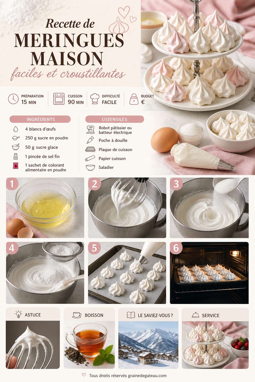 Fiche recette Recette de meringues maison faciles et croustillantes