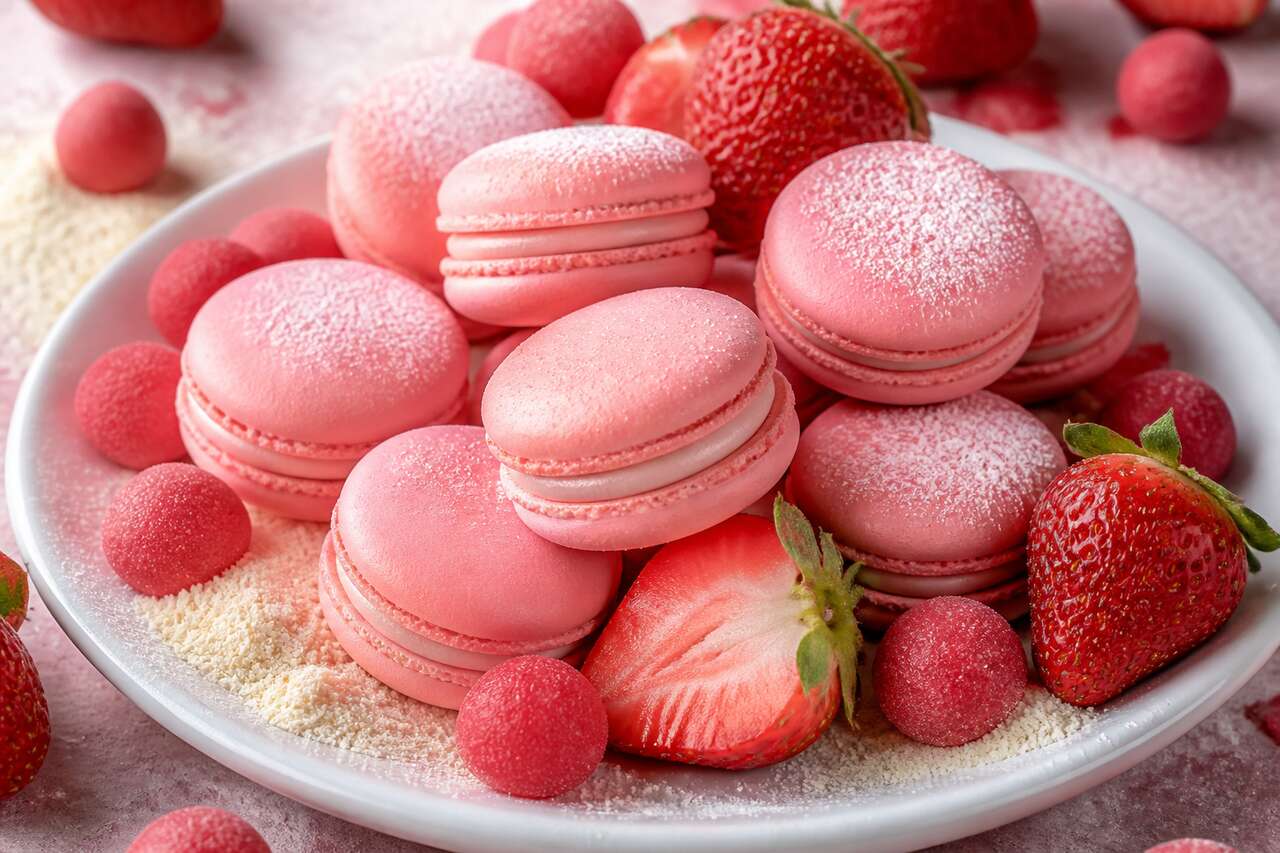 Recette de macarons Barbapapa à la fraise Tagada