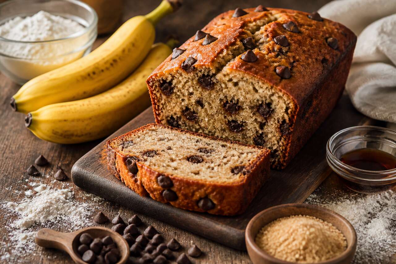 Recette du cake à la banane et pépites de chocolat