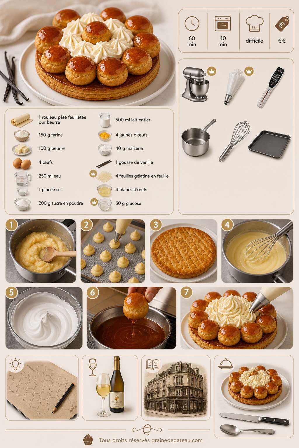 Fiche recette Recette du saint-honor&eacute; : le classique de la p&acirc;tisserie fran&ccedil;aise
