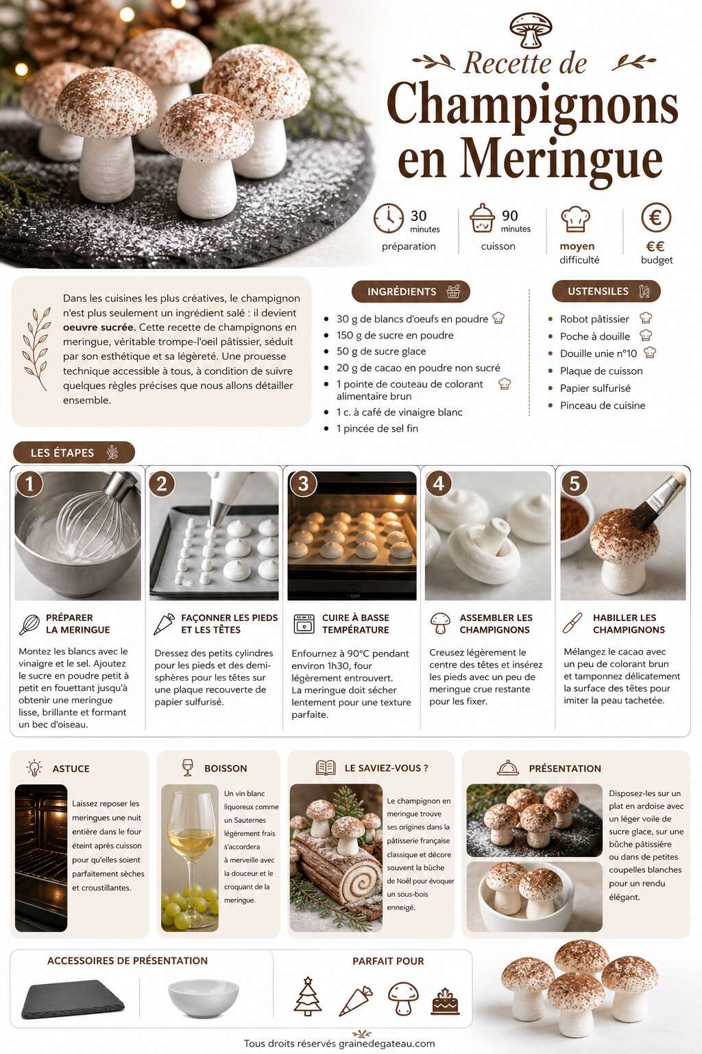 Fiche recette Recette de champignons en meringue